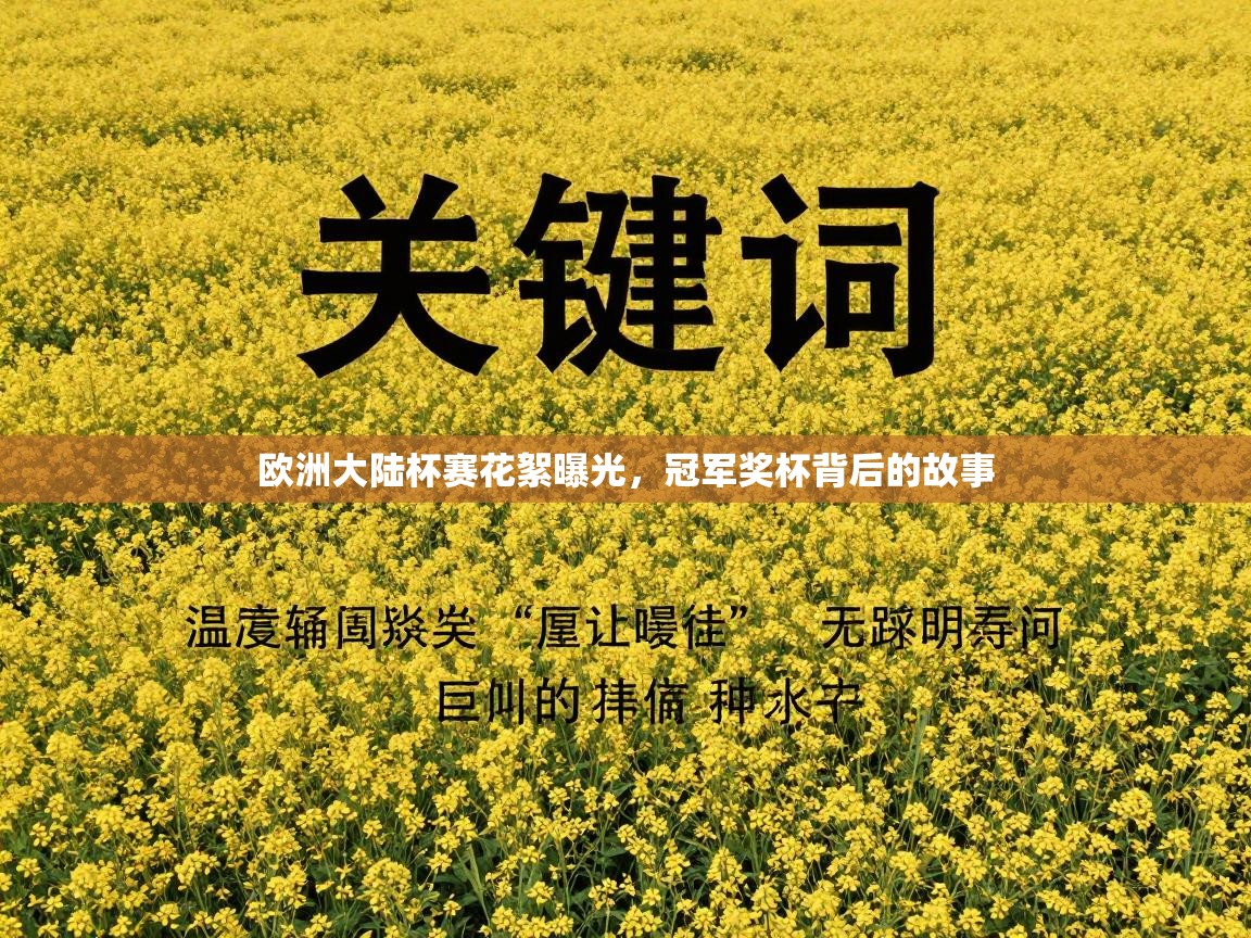 欧洲大陆杯赛花絮曝光,冠军奖杯背后的故事 第1张